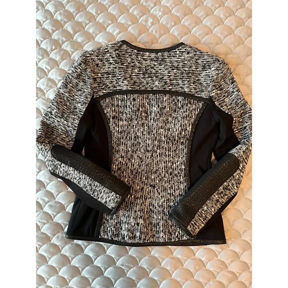 Yoana Baraschi jacket Sz6 Zipper Leather Detail Black And White Moto Style Short - Picture 5 of 7